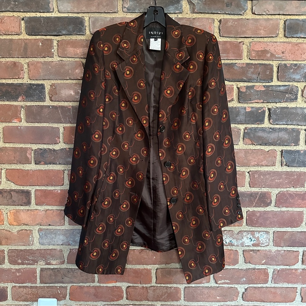 Atsuro Tayama INDIVI | Geometric print long blazer with pockets size 40 / medium